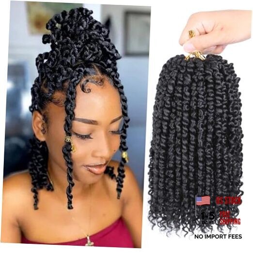 8 Packs Passion Twist Crochet Hair 10 Inch Pre Twisted 10 Inch (Pack of 8) 1B#