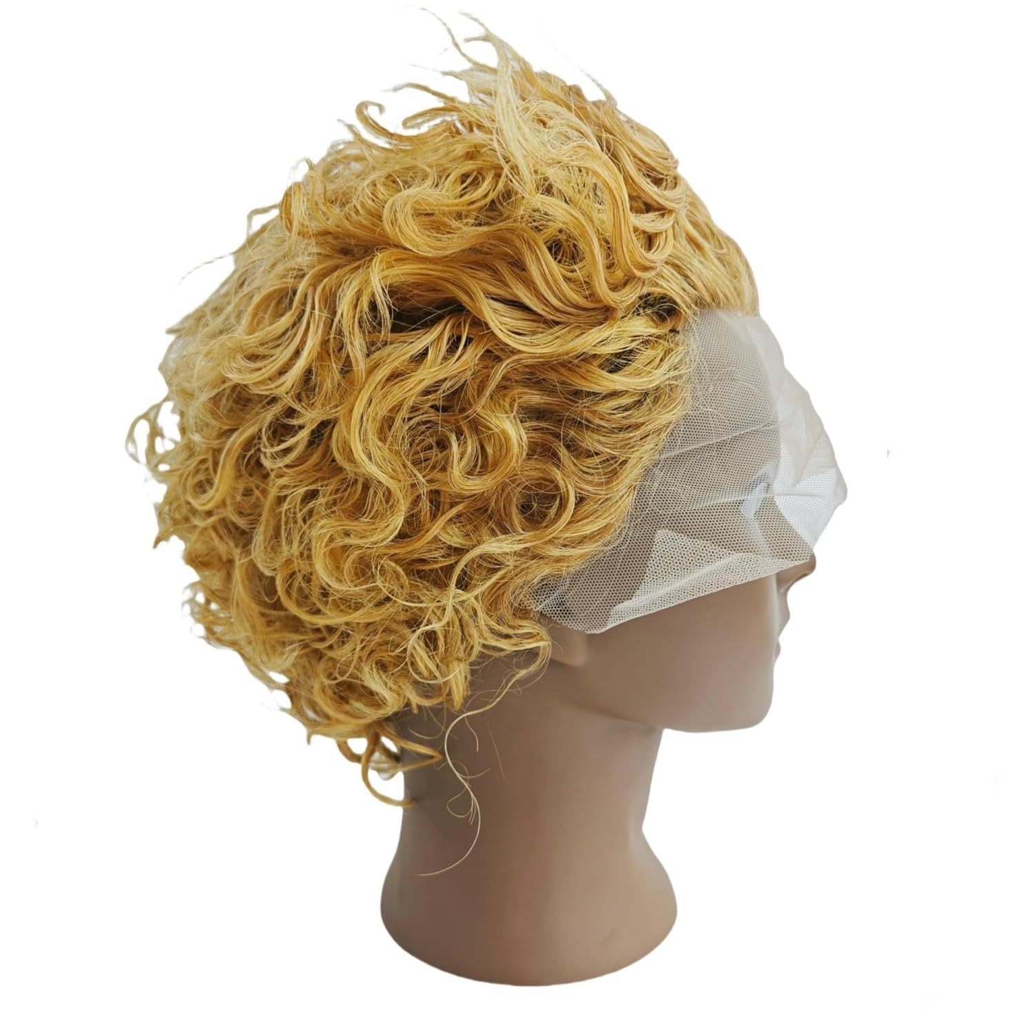 Pixie Cut Wig Dk Blond Short Curly LaceFront HumanHair Plucked Bleach Knots NEW