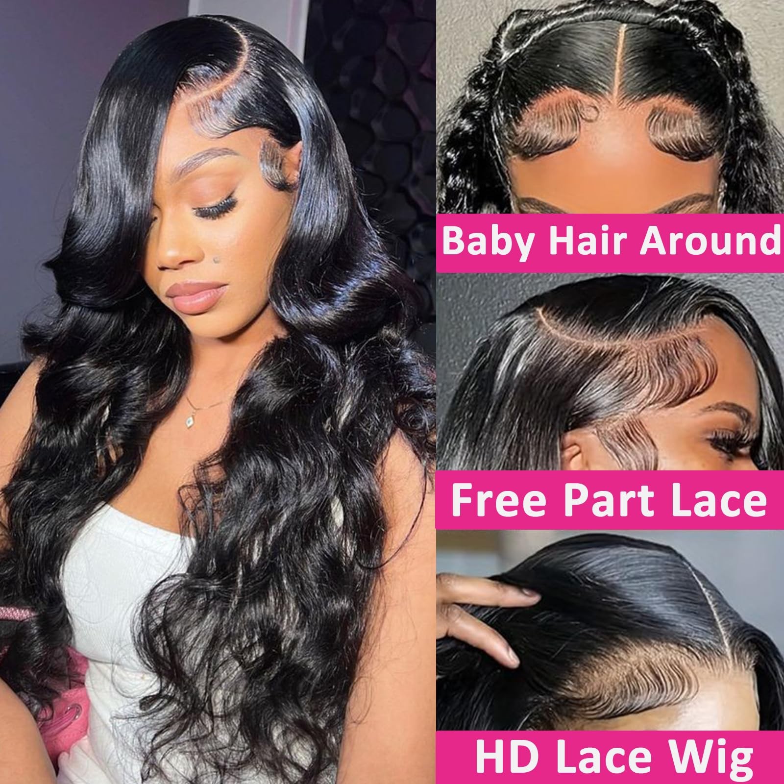 Andria 13X6 Hd Lace Front Wigs Body Wave Glueless Pre Plucked Lace Frontal Wigs