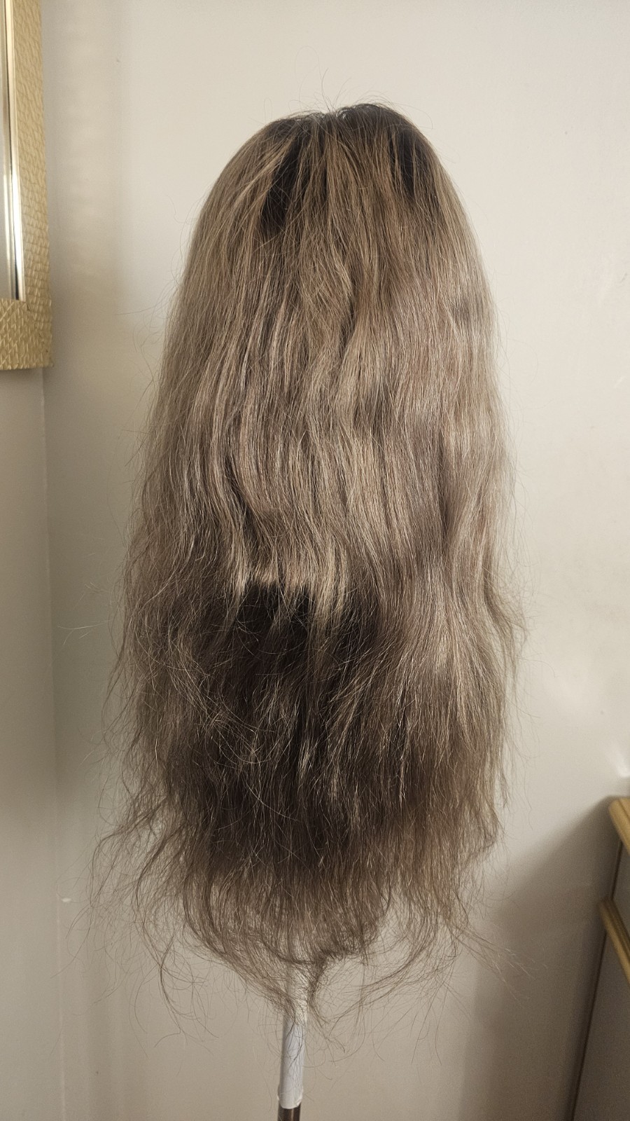 High Quality regular Top 22 to 24″ gray wavy 100% Virgin Human Hair Lace Wig