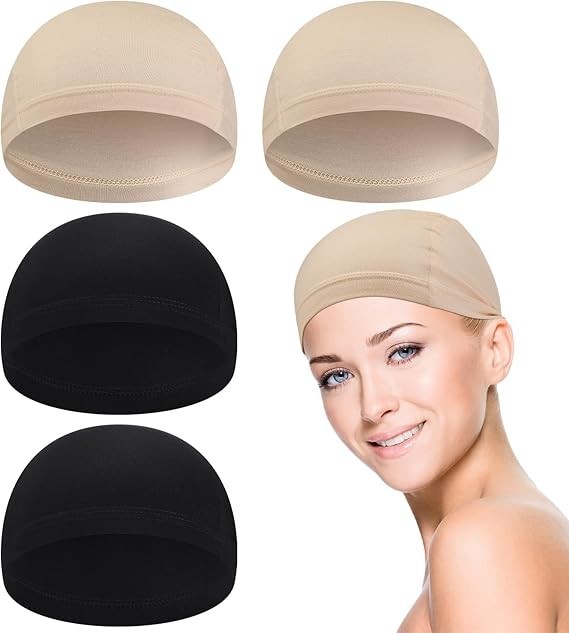 Sweat-Absorbent Black and Beige Bamboo Wig Liner Caps – Gentle and Versatile
