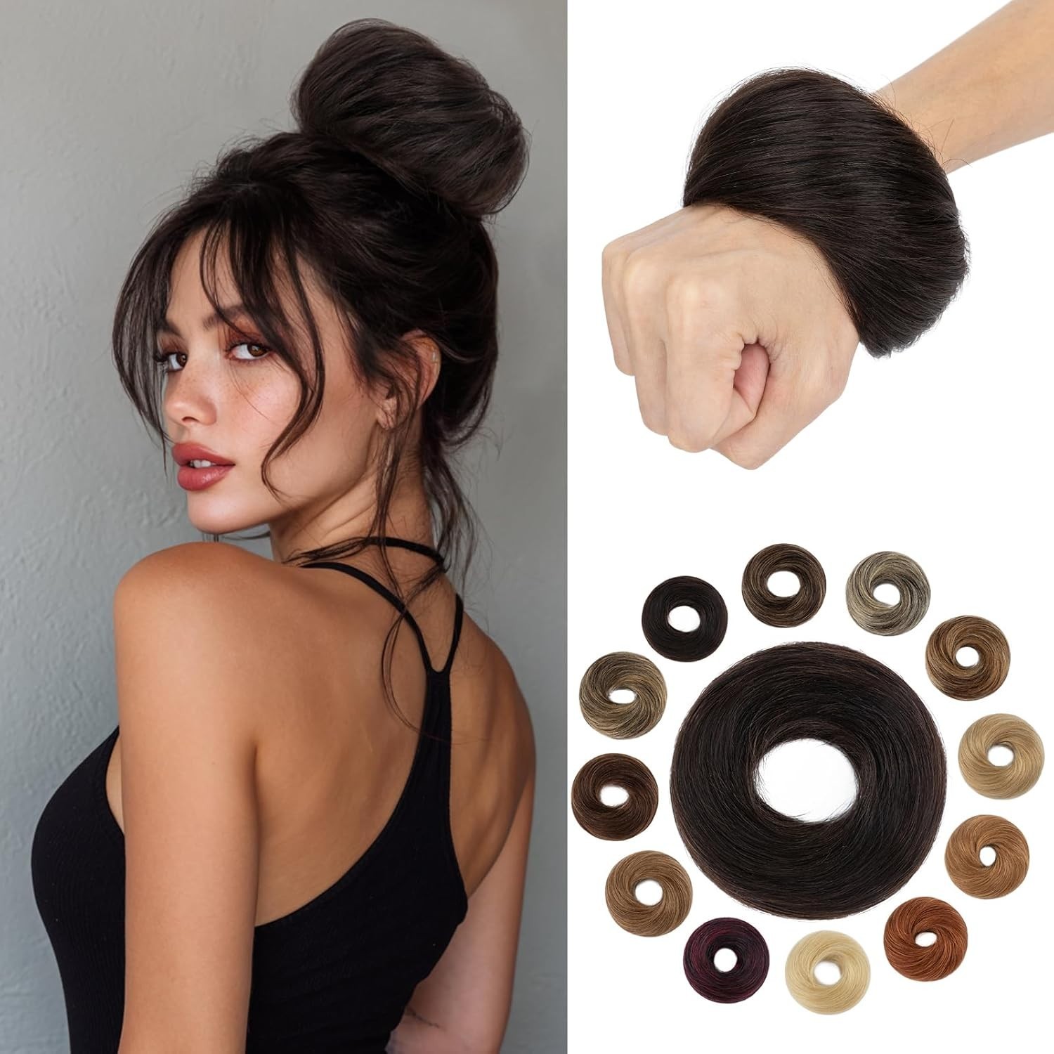 Messy Bun Hair Piece: 100% Remy Human Hair, Elastic, 10–12 Inch, Heat Resistant