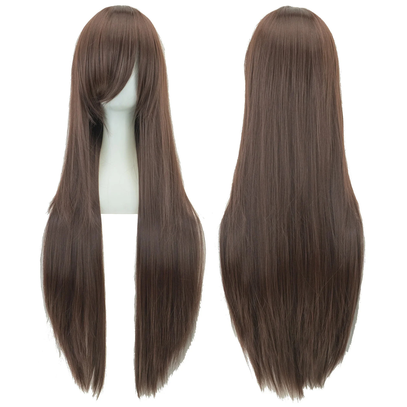 Long White Purple Black Straight Synthetic Cosplay Wig Party Hairpiece for Women