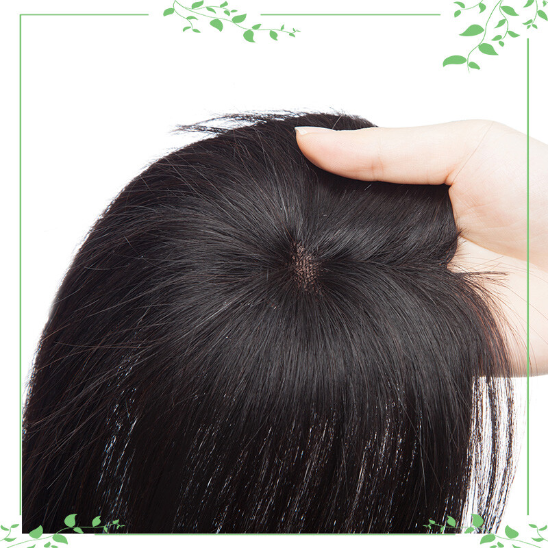 Clip In Top Topper Remy Human Hair Women’s Hairpiece with Bangs MONO Base Toupee
