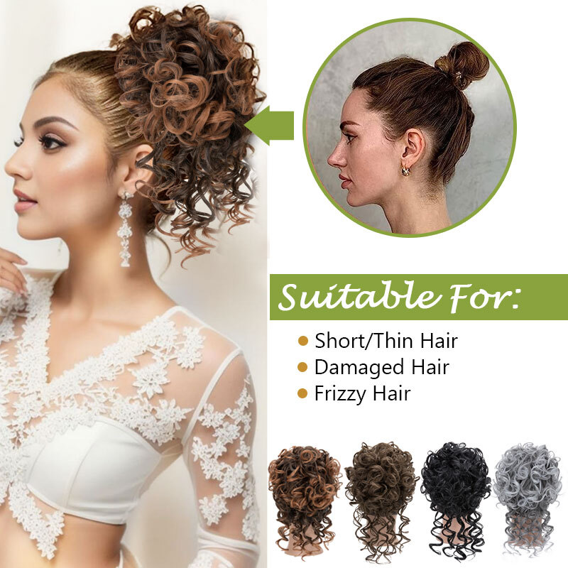Afro Puff Drawstring Ponytail Kinky Curly Synthetic Hair Chignon Bun Extension