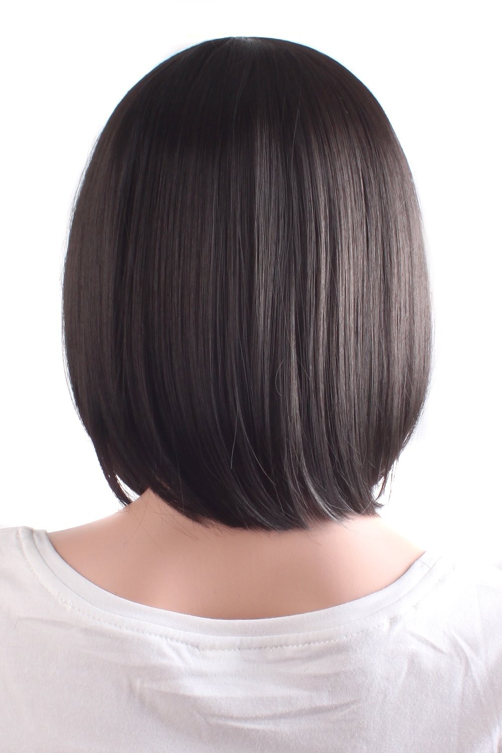 30 cm/12 Inch Side Bangs Synthetic Straight Short Bob Wig (Black)