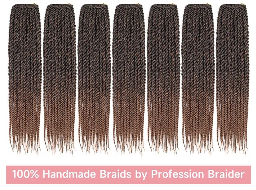 Lot x7 24” Senegalese Spring Twist Crochet Braids Dark Brown to Auburn Ombre