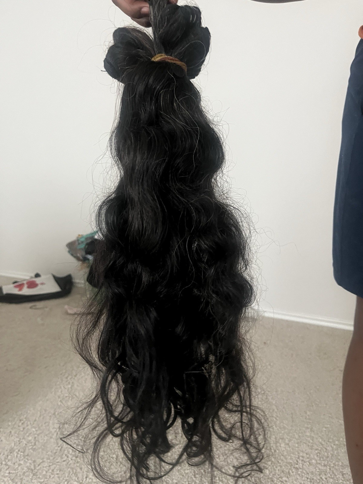 Human Hair Body Wave Wavy Weft Hair Extension Bundle Black 21-30 in