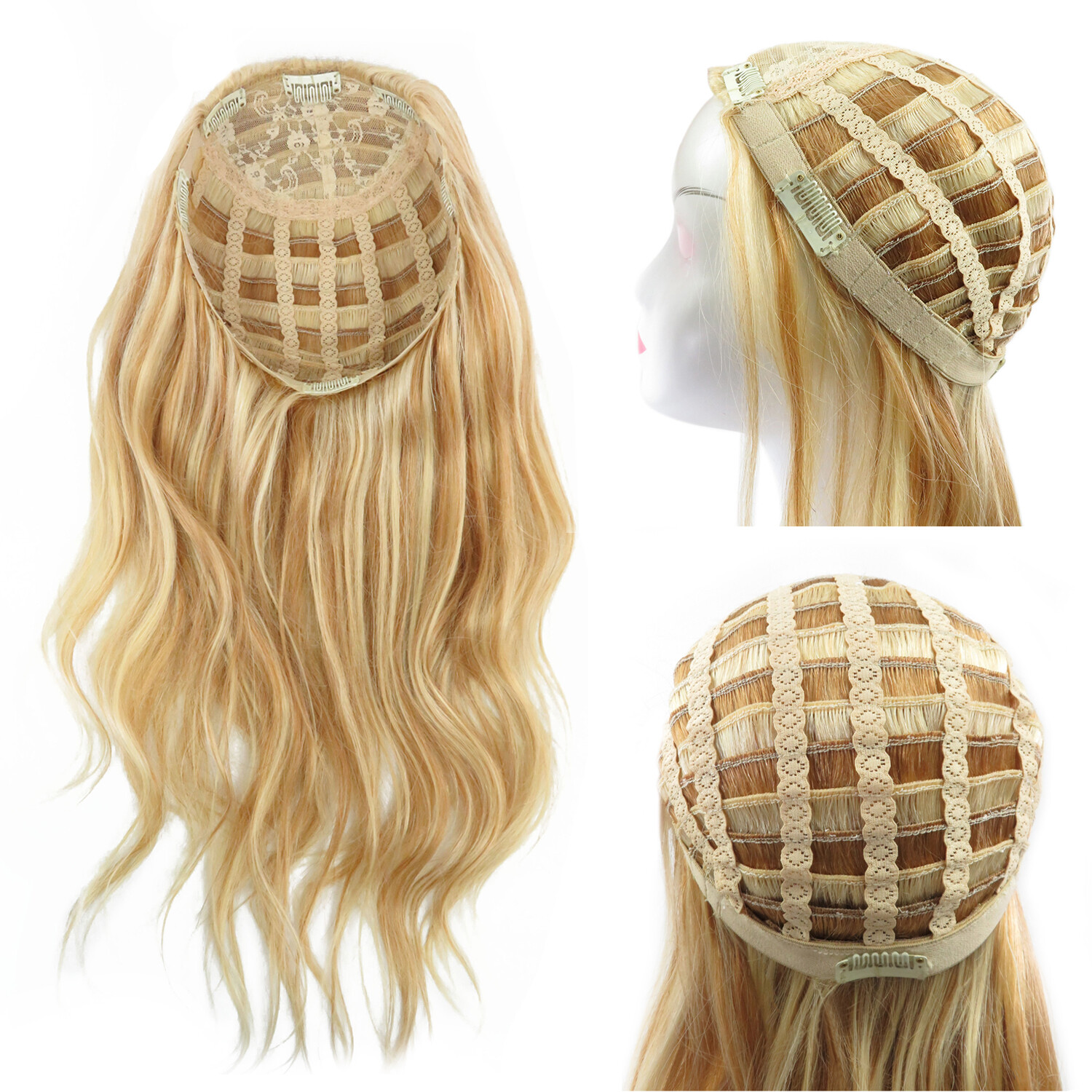 8A Brazilian Body Wavy Hair Remy Human One Piece 3/4 Half Wig Machine Weft Cap