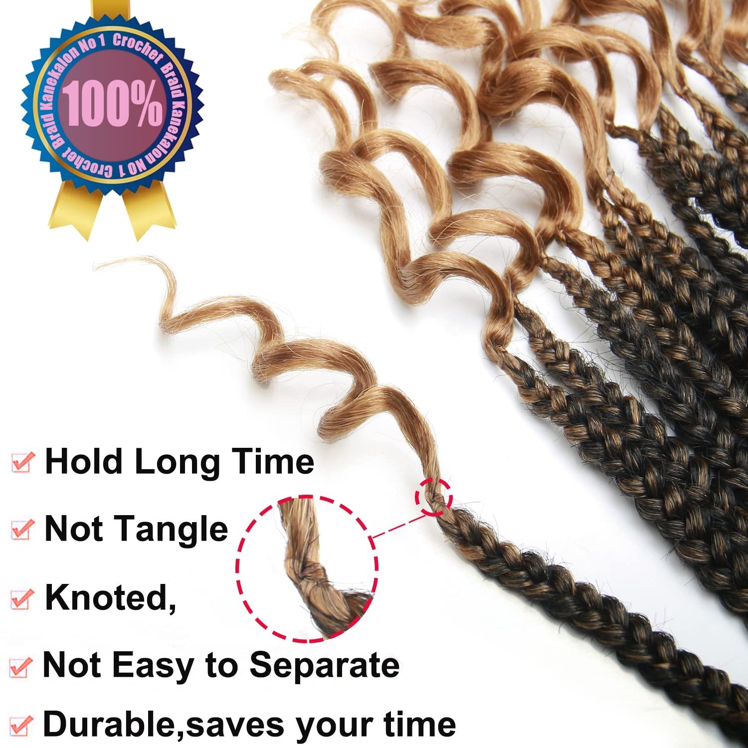 ROSESSEA 6Pcs/Pack Crochet Hair Crochet Box Braids Curly Ends 24 Strands/pcs …
