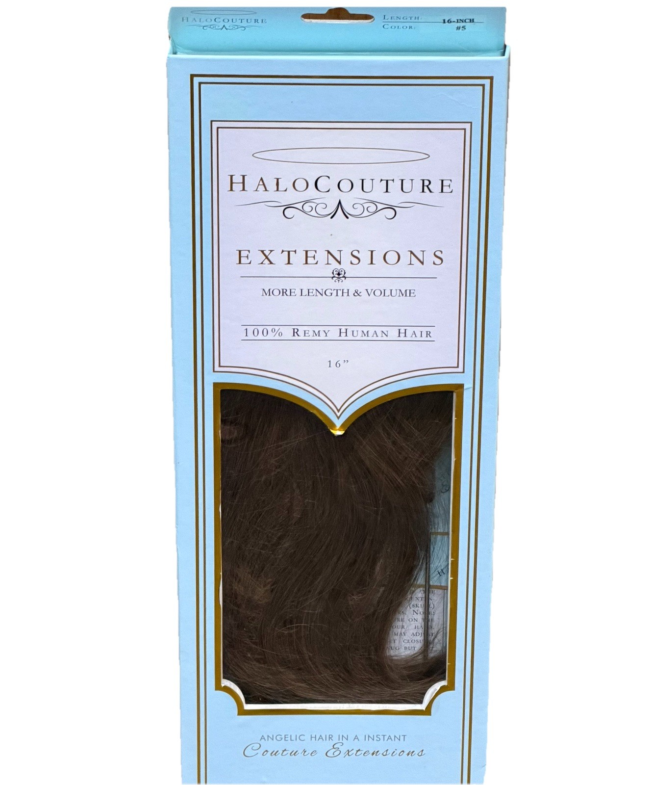 Halo Couture 16” Hair Extensions Remy Human Hair Color Brown #5 Invisible Wire