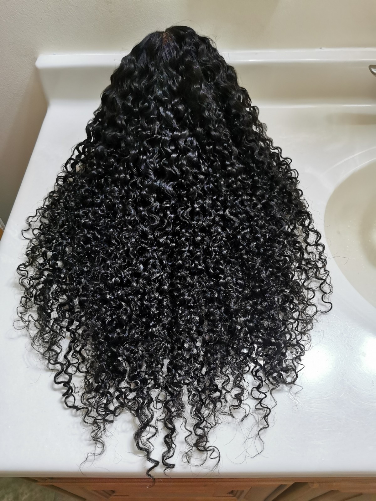 High Quality Natural Black Kinky Curly Human Hair Glueless Lace Closure Wig 24″