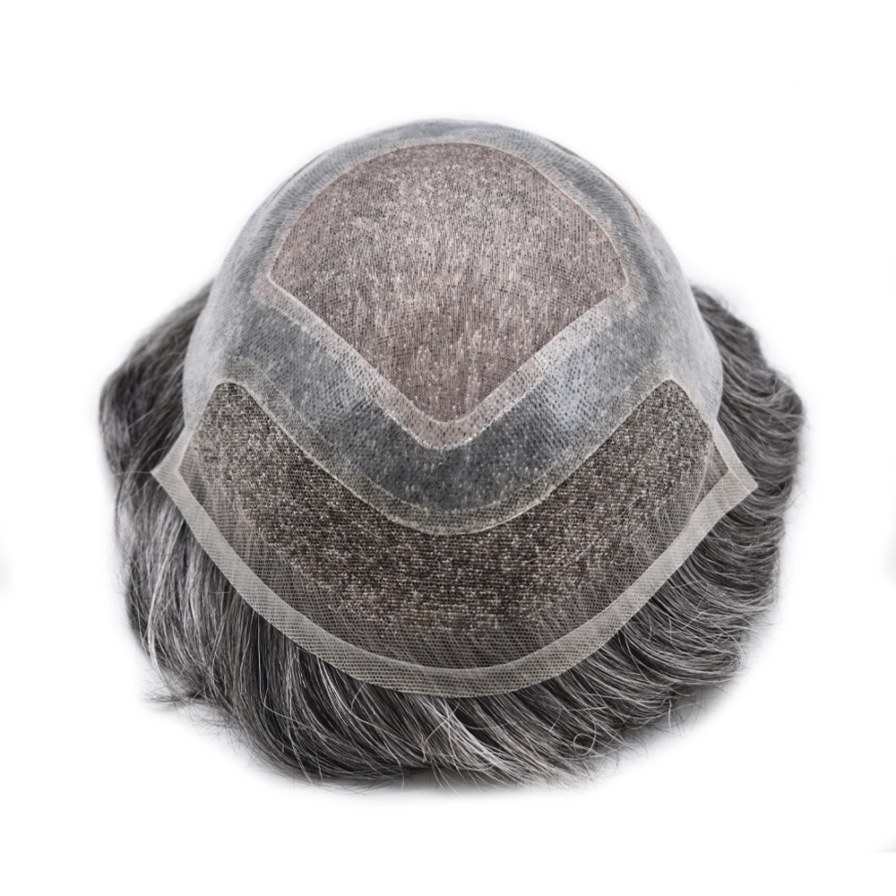 Mens Toupee French Lace Front Hairpiece Fine Mono Poly Skin Hair Systems Natural
