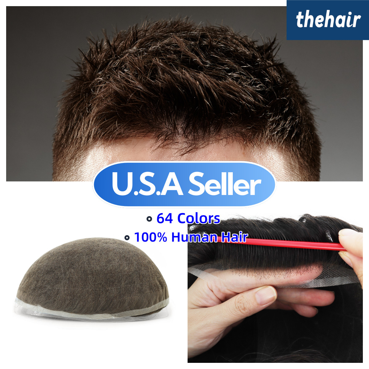 French Lace｜Full French Lace 100% Density Human Hair Wigs, 64 Colors