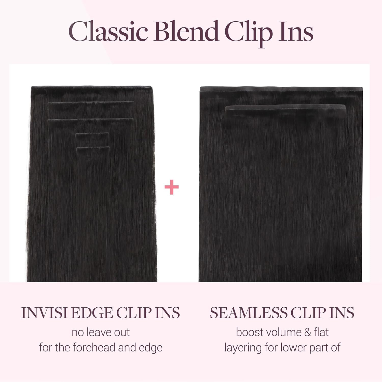 Invisi Edge Clip in Hair Extensions Set, 16Inch 130G, 5Pcs Injected Seamless PU