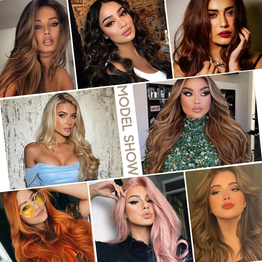 100% as remy human Hair Long Full Head Clip in on Hair Extensions Thick Ombre US