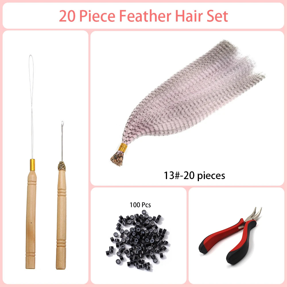 Heat Resistant Synthetic I-Tip Faux Feather Hair Extensions Pack For Women