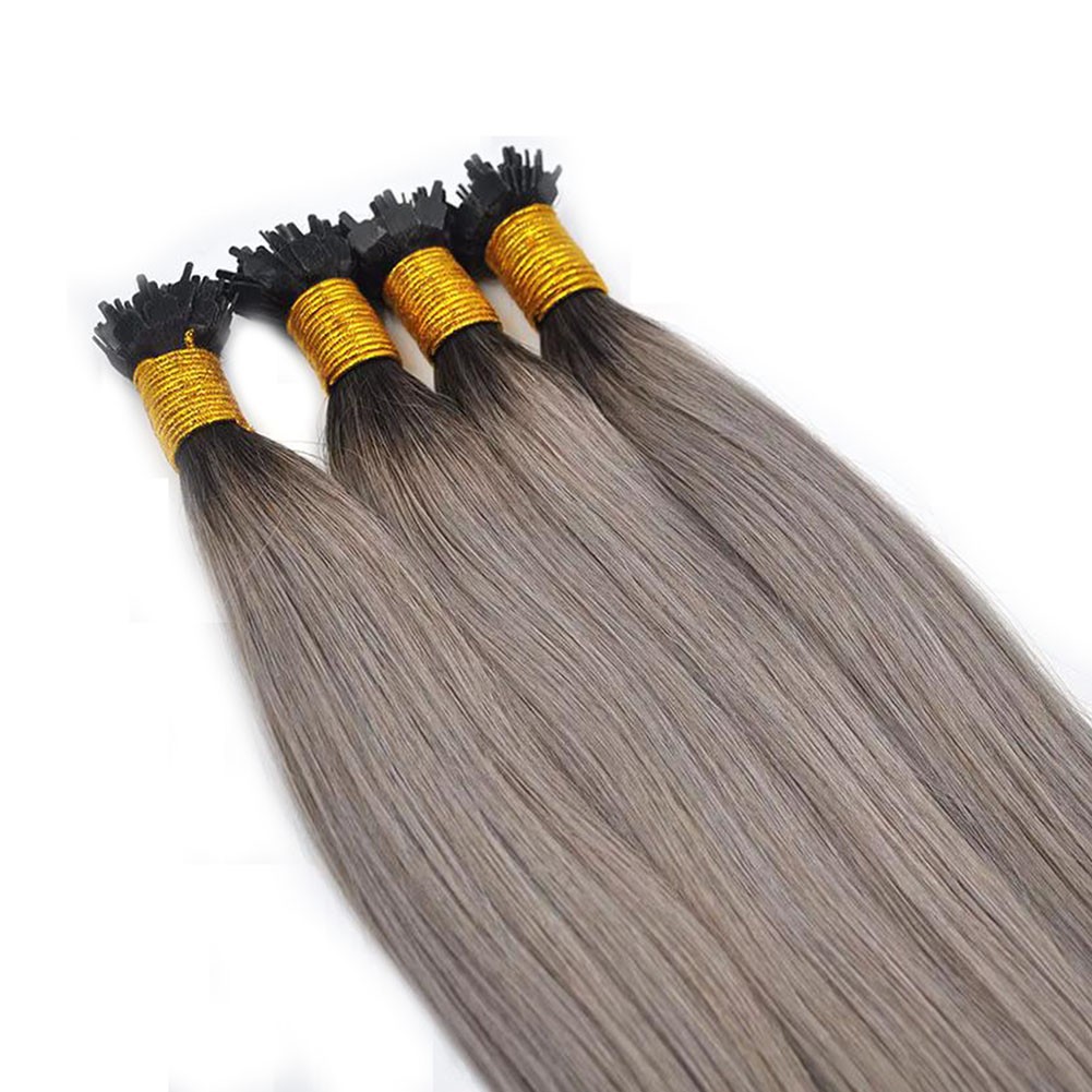 PRE BONDED Ombre Grey Y Tip Hair Extensions 100% Remy Human Hair Extension 100g