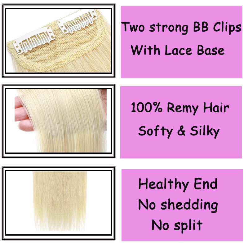 Thick Hair Pad Clip In Topper Base Remy Human Hair Extensions Short Hairpiece US