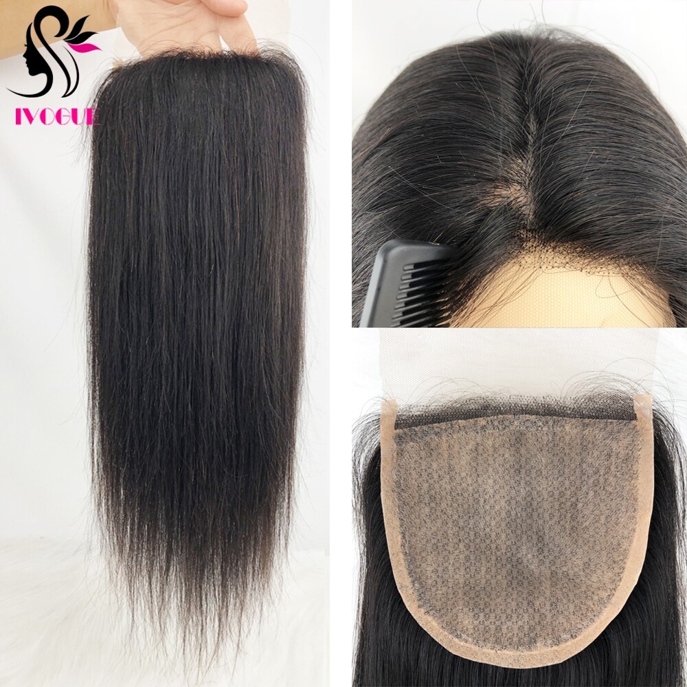 5″x5″ Silk Top Lace Closure Straight Remy Human Hair Silk Base Hair Piece Black