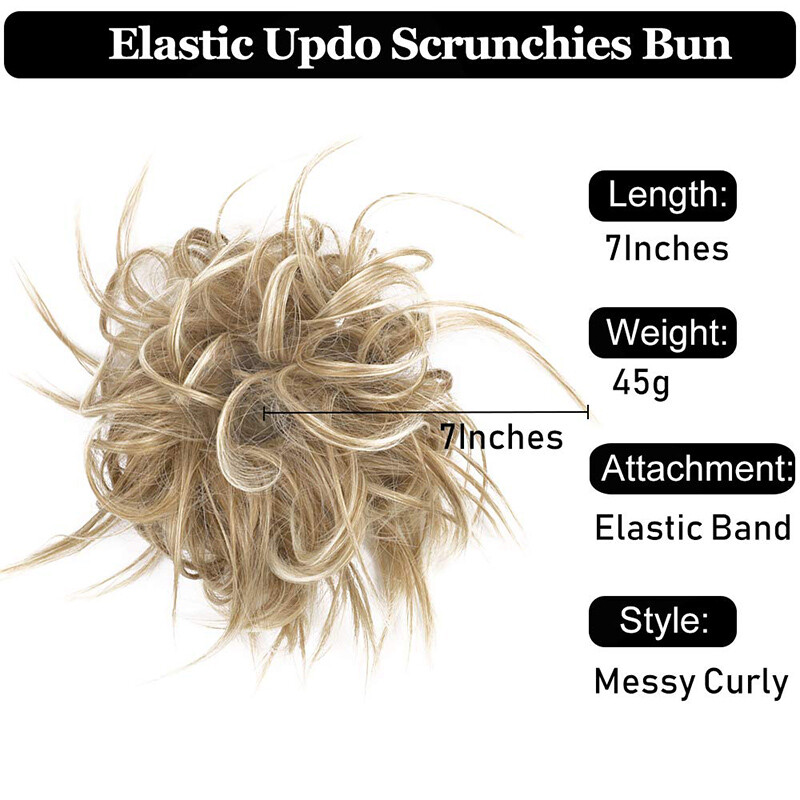 Realistic Chignon Scrunchie Messy Bun Tousled Hairpiece Elastic Band Synthetic