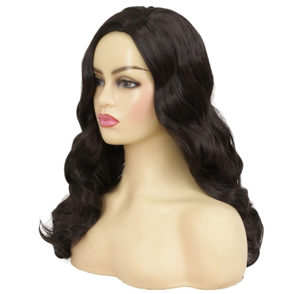 Long Black Curly Wavy Wig for Women Long Finger Wave Heat Resistant Fiber Syn…