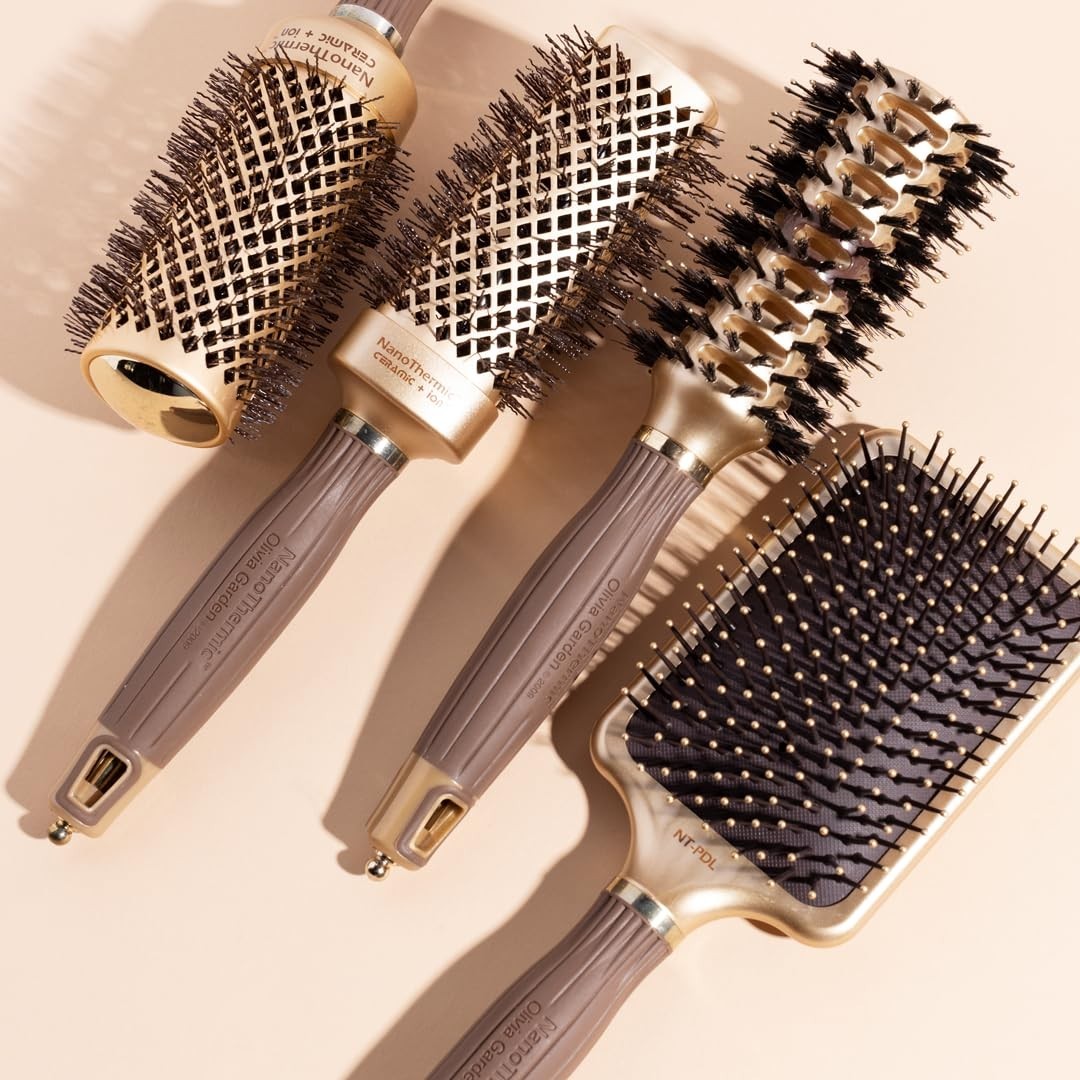 Hair Brush Ceramic Ion NanoThermic Paddle Styler Olivia Garden NT PDL