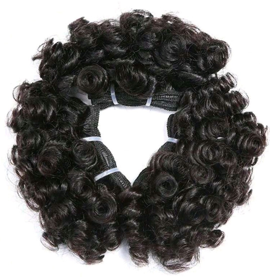 Brazilian Human Hair Bundles 3pcs Set Natural Color Bouncy Curly Weave 6 Inch
