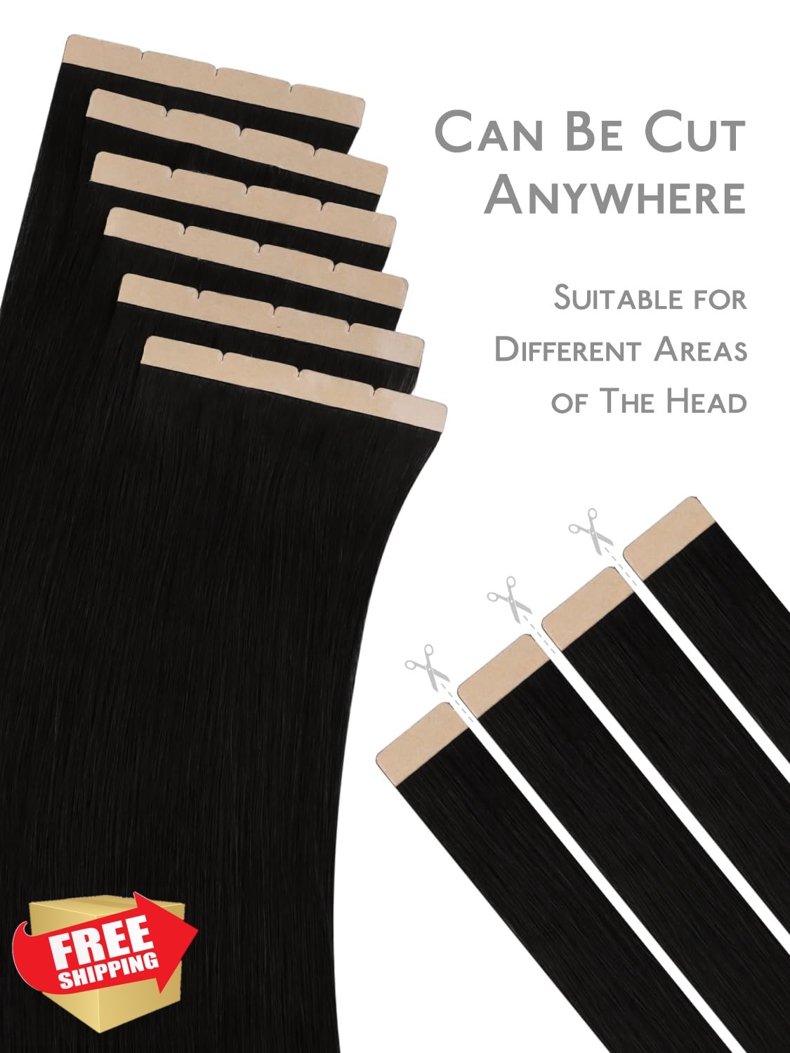 Wennalife #1 Jet Black Tape Hair Ext 18 Inch 10pc