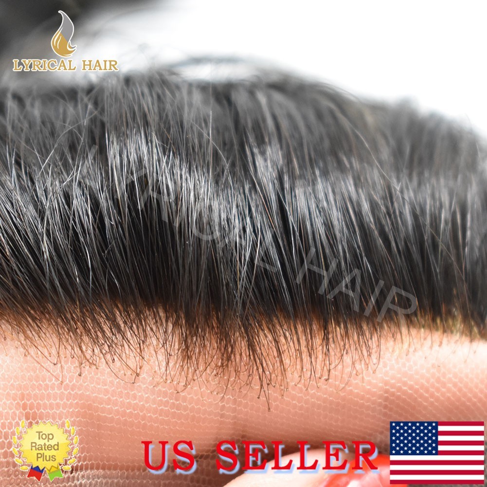 Lyrical Hair Mens Toupee French Lace Front Human Hair Bleach Natural Hairpiece