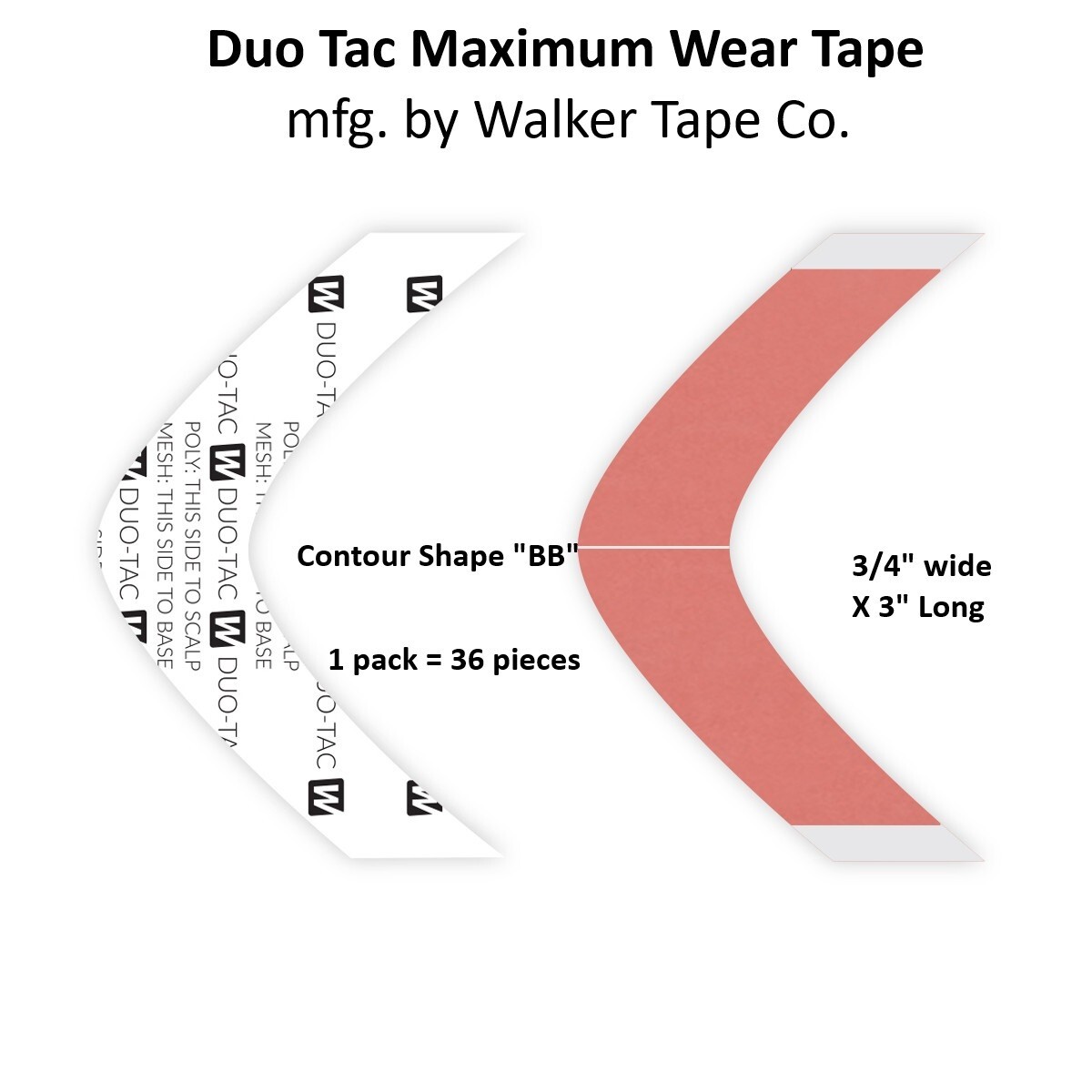 Duo Tac Maximum Wear Tape Contour shape BB 1 pack Walker Tape brand