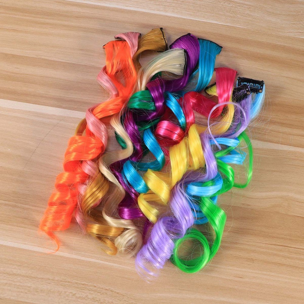 12Pcs Durable Hair Extensions Clip Colored Hair Pieces for Fashion Styling