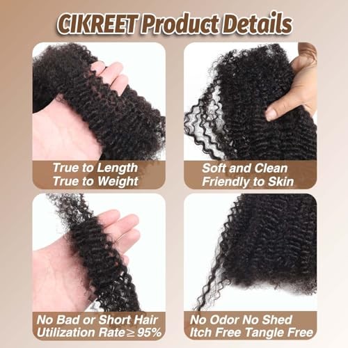12 Inch 50g Afro Kinkys Bulk Human Hair for 12 Inch 50 Gram 1B Natural Black