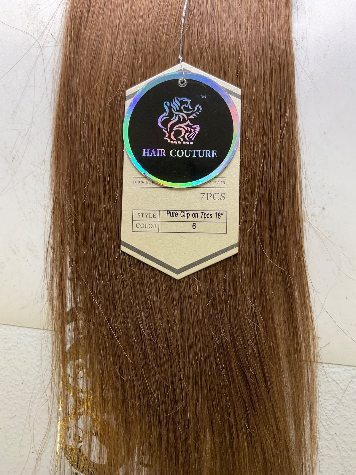 Hair Couture Pure Clip On Extensions 100% European Remy Hair 7pcs 18″ Color: 6