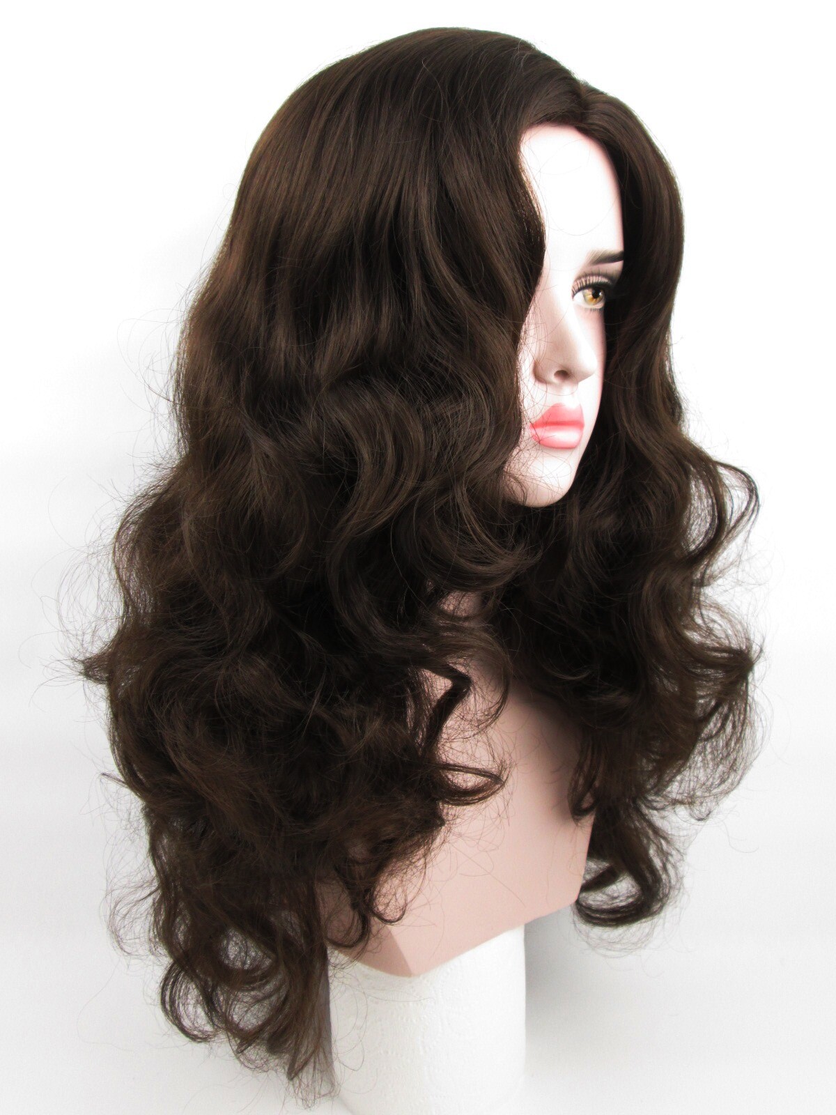 WOMENS LONG LOOSE SOFT CURLS CURLY WAVY LAYERED WIG NO BANGS CASSIE SKIN TOP