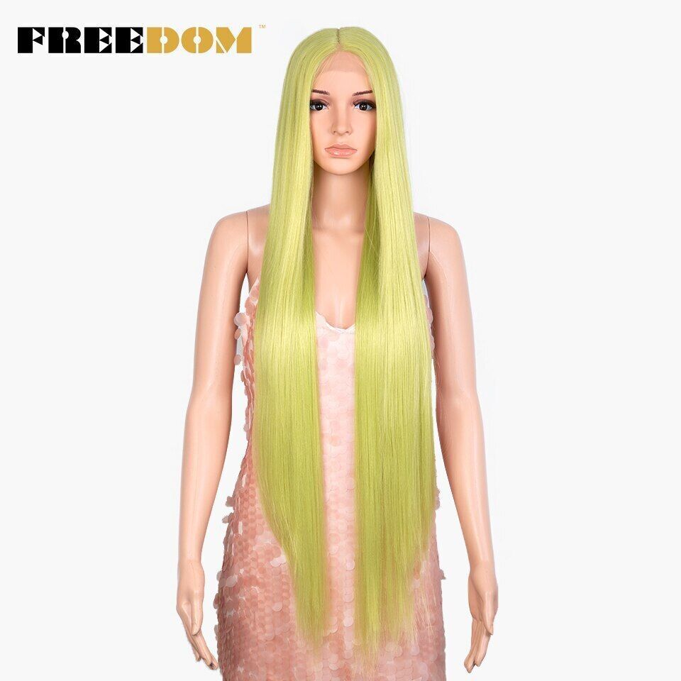 Synthetic Lace Front Wigs Super Long 38Inch Ombre Highlight Straight Wigs