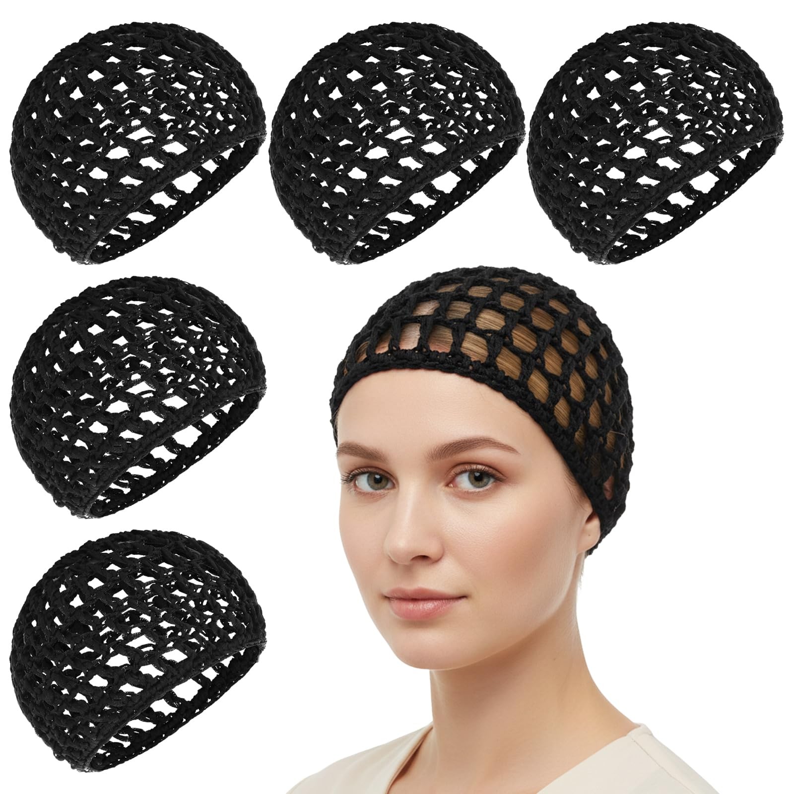 5Pcs Hair Nets for Sleeping Wig Cap Thick Long Hair Caps Mesh Crochet Hairs W…