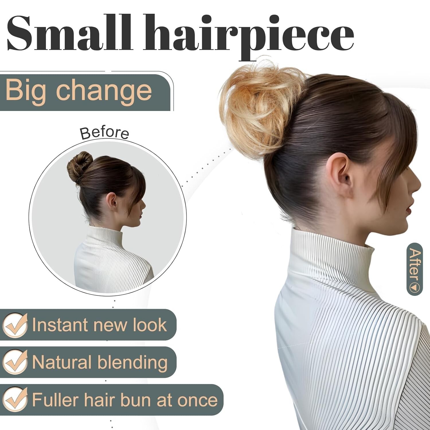 Hairro Human Hair Bun Messy Bun Hair Piece Scrunchies Natural Blonde