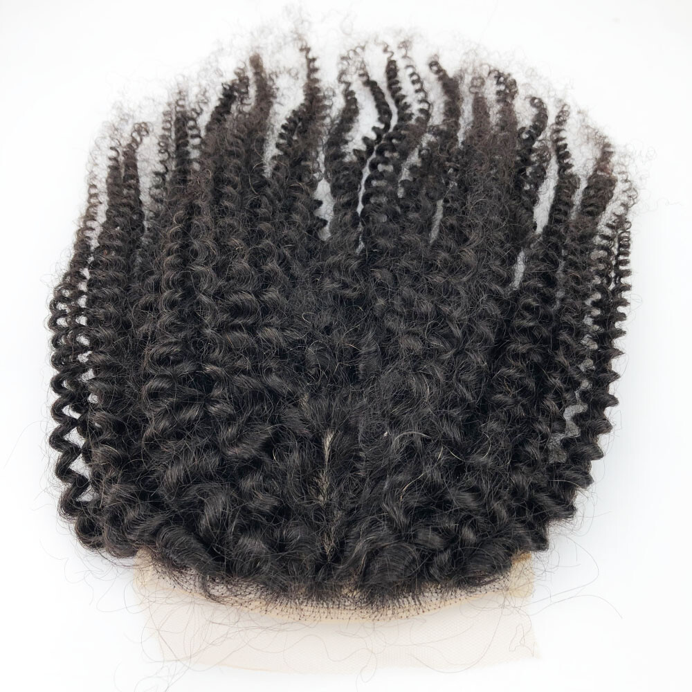 5*5 Silk Base Lace Closure Human Hair Women’s Afro Kinky Curly Skin Top Closure