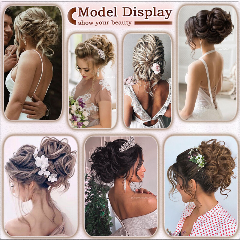 Thick Clip on in Messy Bun Hair Piece Extensions Wedding Updo Claw Ponytail Lady
