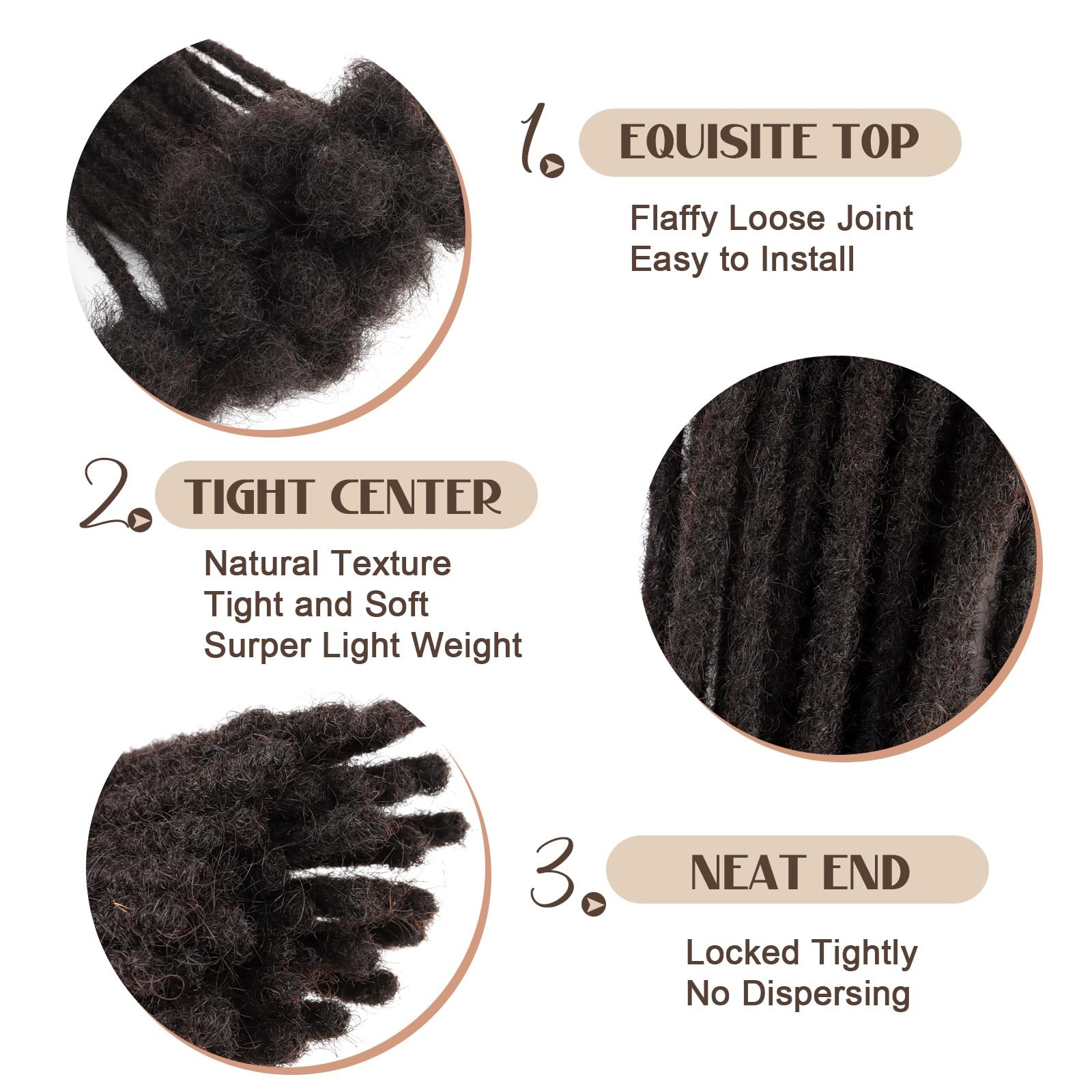 Iiflydsfa 6 Inch 100 Strands Loc Extensions Human Hair For Men/Women 0.6Cm