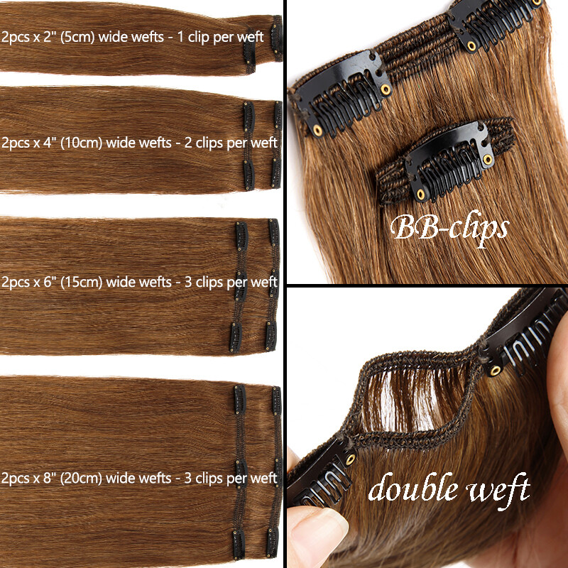 Thick Clip In Remy Human Hair Extensions Double Weft Full Head Long 200g US N322
