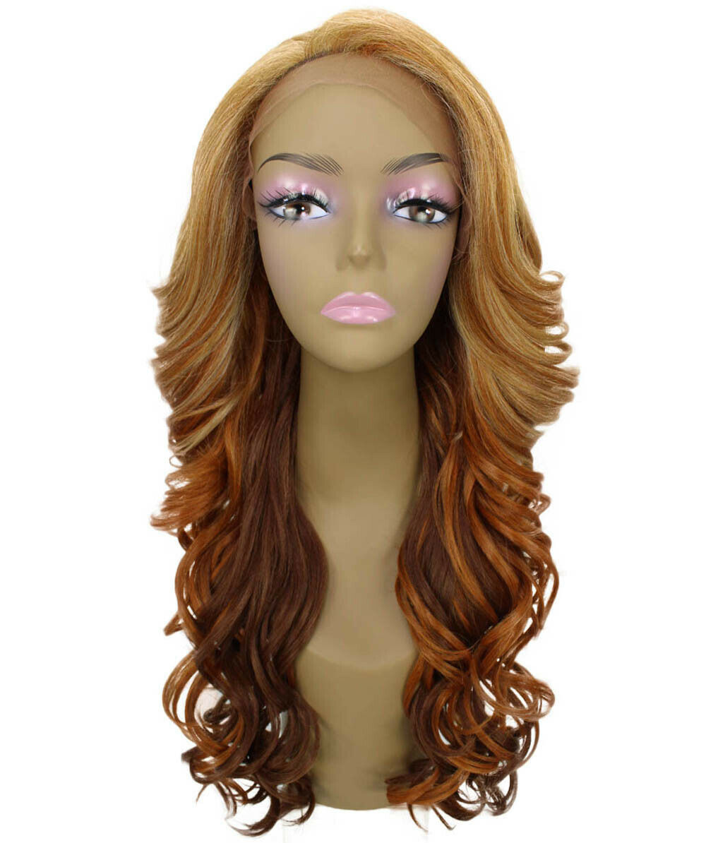 Kendra Wavy 24.5″ Long 13×2.5 Hand-Tied Lace Front Wig, Strawberry Blonde