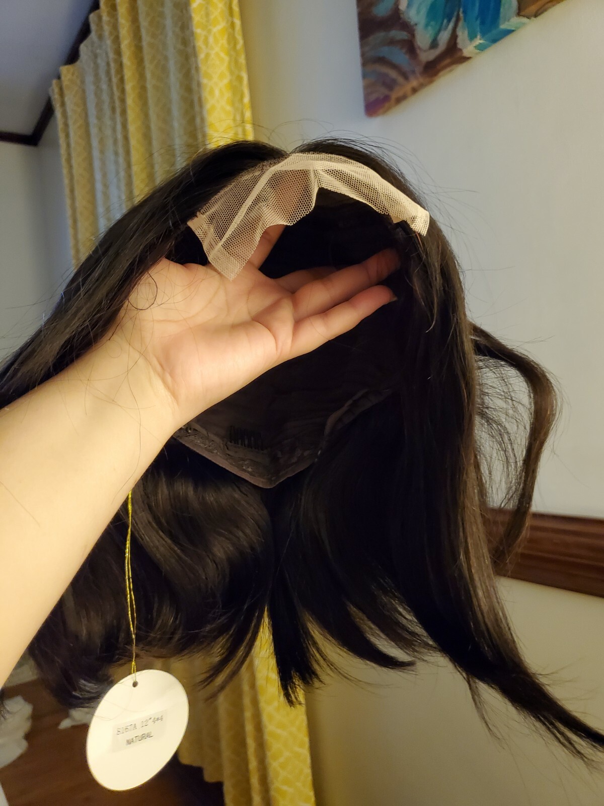 4X4X1 T Part Lace closure Straight Bob Human Hair Wig 12in