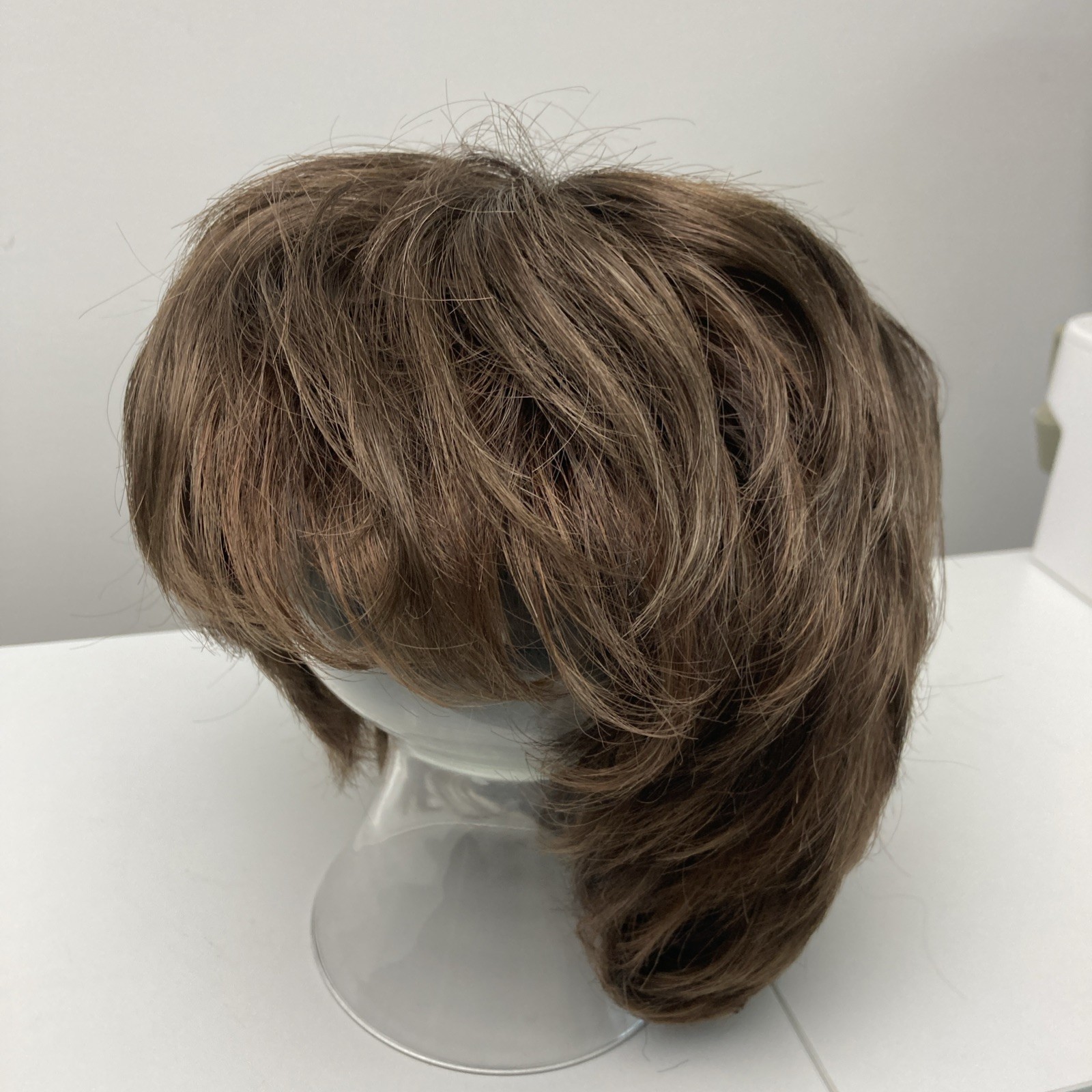 Envy Layered Wig Synthetic Short Classic Cap Womens Brown + Topper Lot 2 Pc