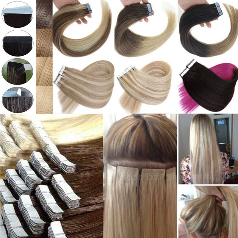 real Tape In Remy Human Hair Extensions Straight Hair Hot 16inch – 24inch new 8A