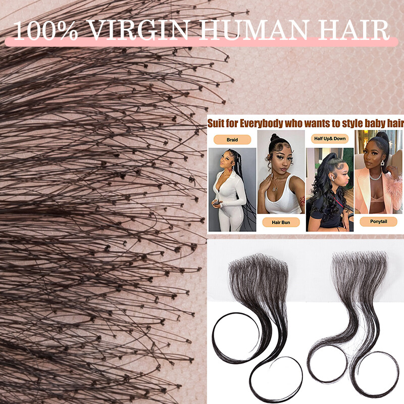 Lace Edges Baby Hair 100% Virgin Human Hair Fake Edges Reusable Hairline Pieces