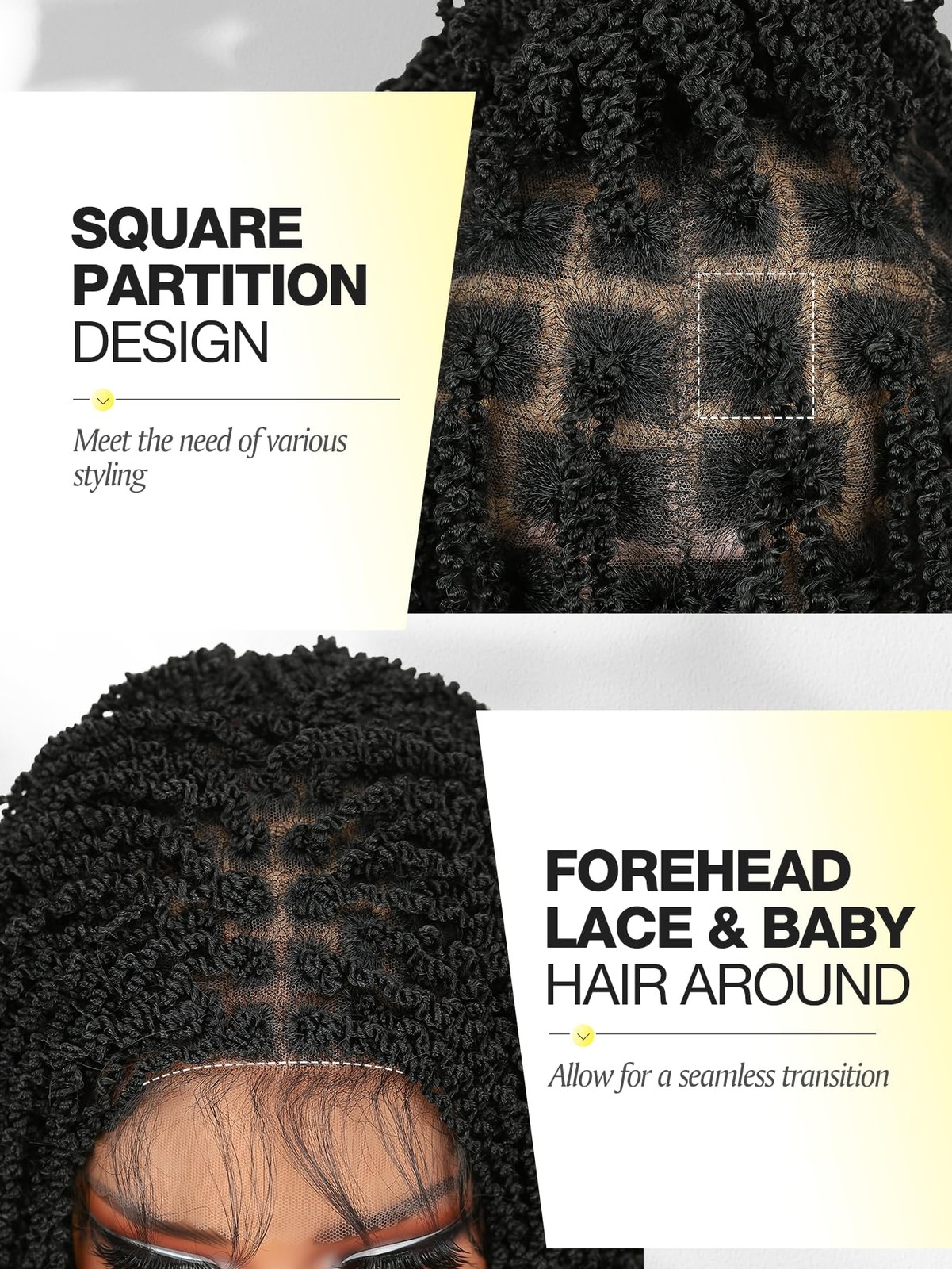 Full Double Lace Mini Twist Braid Black Spiral Coiled Wig with Baby Hair