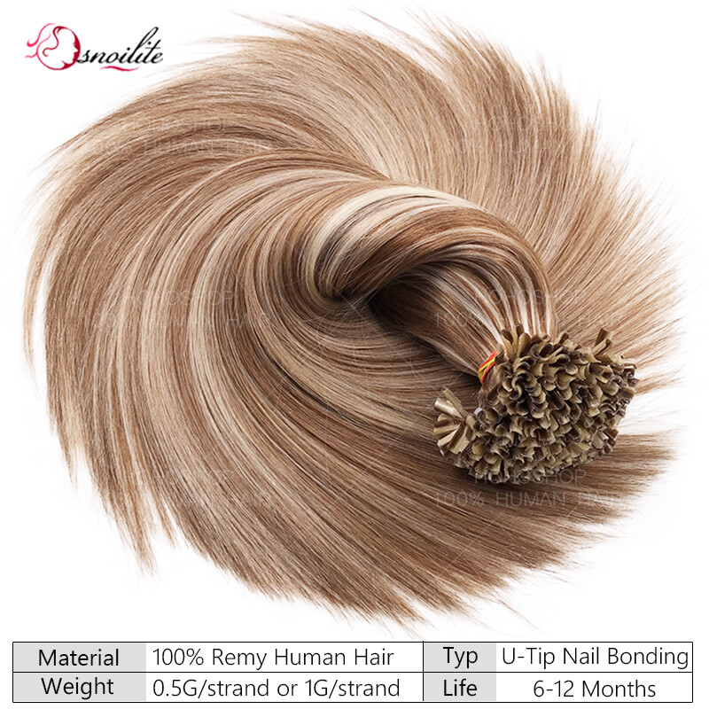 Nail U Tip Hair Extensions Real Remy Human Hair Thick 1g/s Glue Fusion Keratin