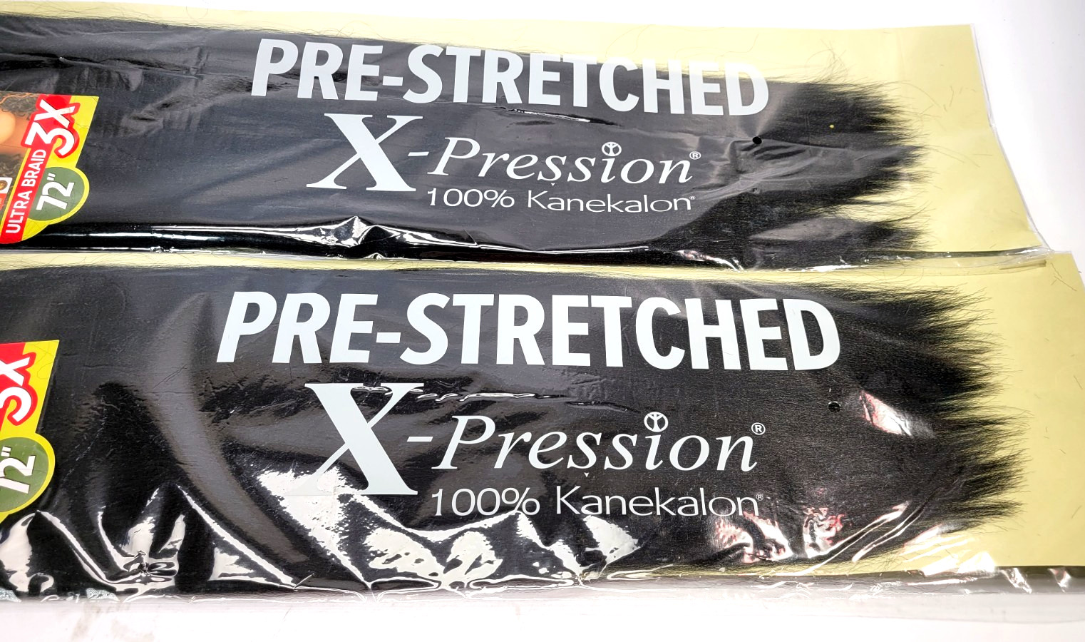 (2) Outre X-Pression 3X PreStretched Ultra Braid 72″ Kanekalon Color 1 JET BLACK
